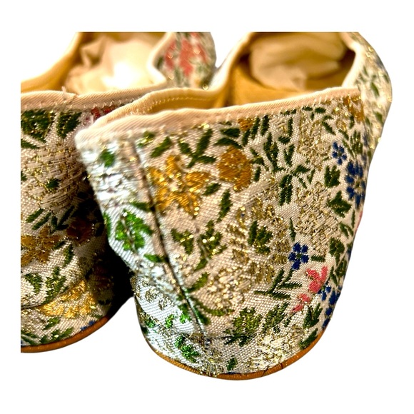 Vintage Daniel Green Floral Tapestry Slippers Size B65 - Picture 6 of 10